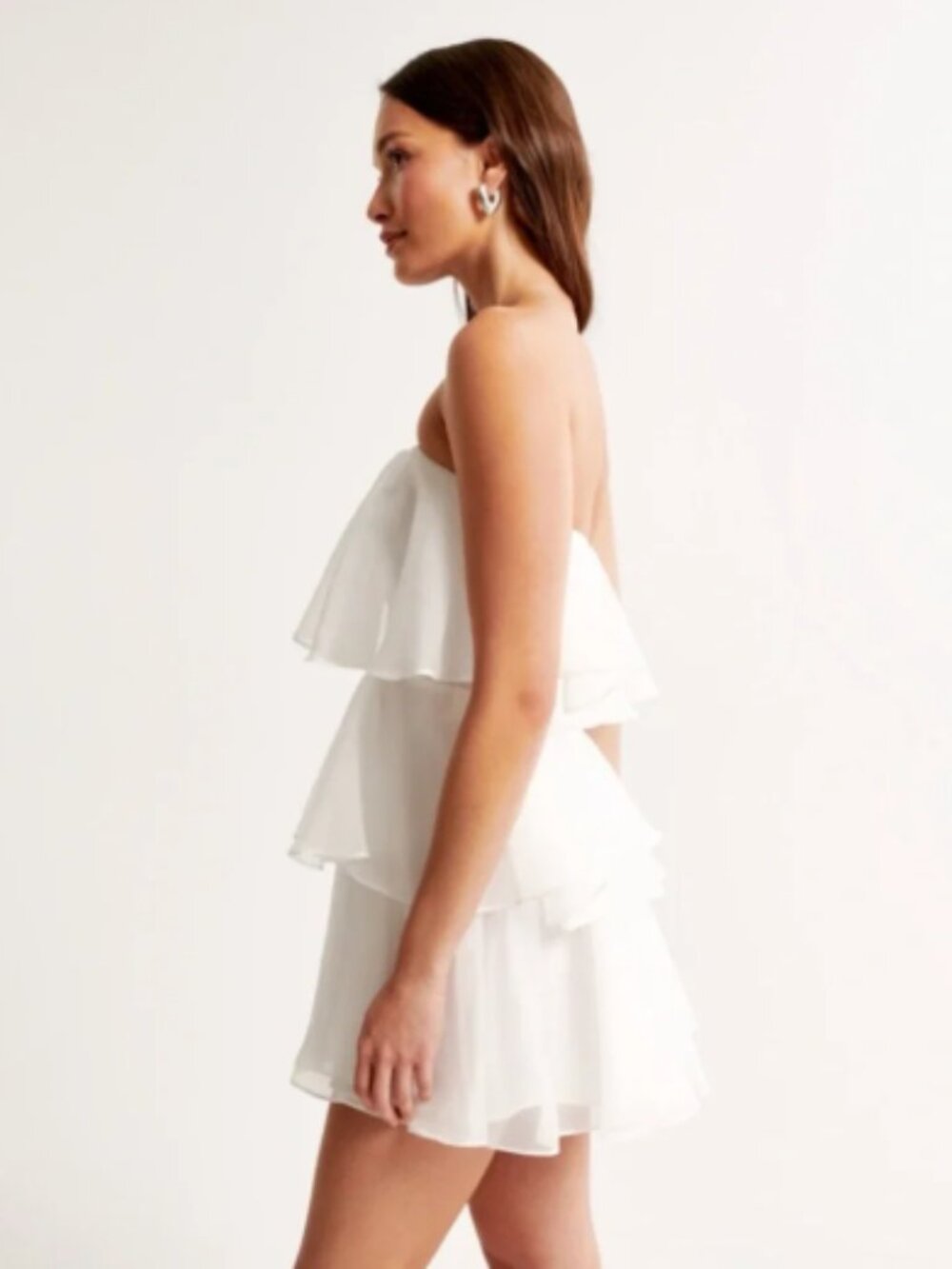 Abecrombie & Fitch Organza Tiered Strapless Mini Dress - Picture 7 of 9